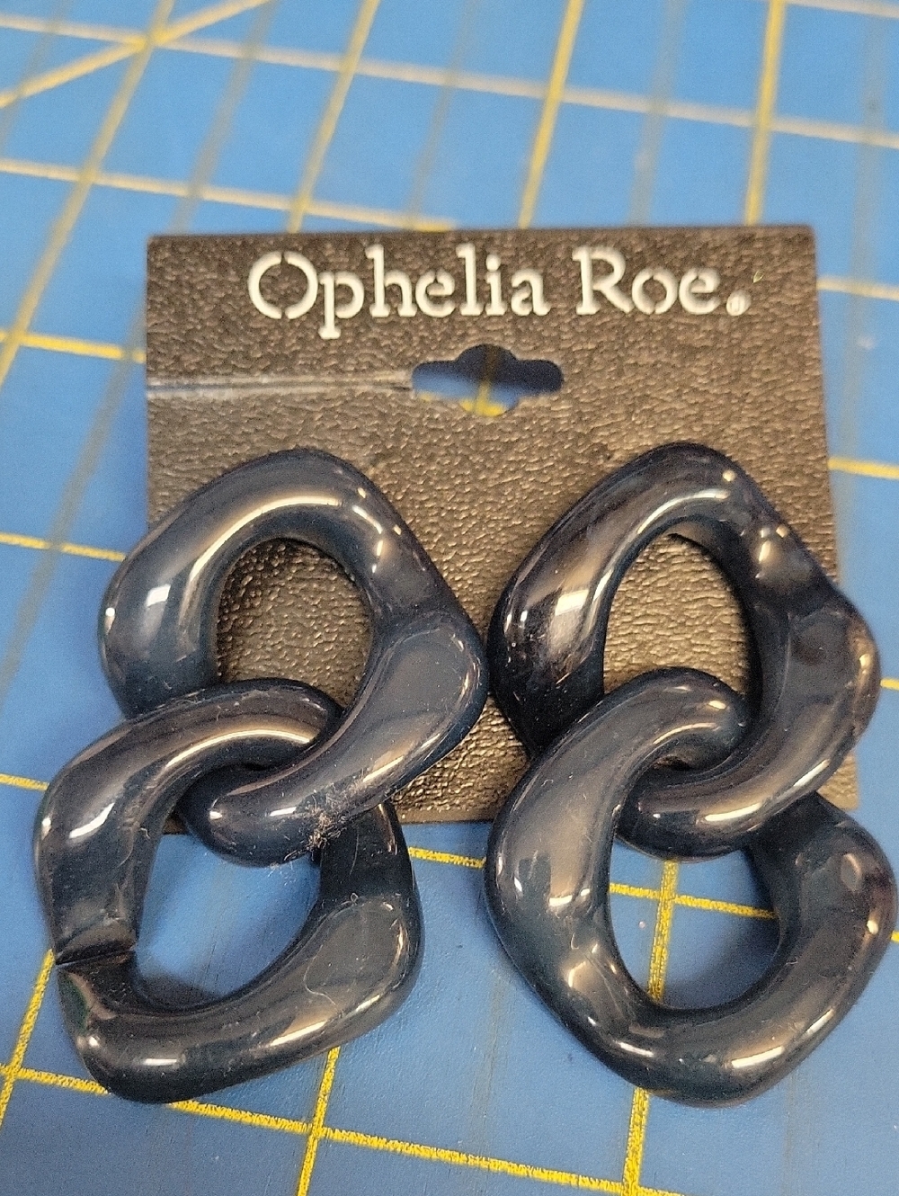 Ophelia Roe Navy Linked Drop 2.5" Earrings NWT